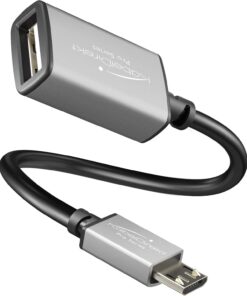 – OTG adaptörü – 0,15m (USB A 2.0 soketinden mikro USB fişine, yüksek hızlı veri kablosu, sabit disk, kart okuyucu, bellek çubuğu, fare, klavye için, siyah/uzay grisi)