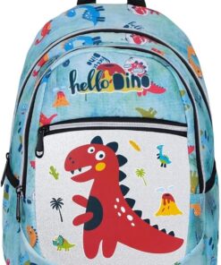 Anaokul Sırt çantası Kız Erkek Unisex Ortopedik Astarlı Su Geçirmez 5 6 7 Yaş Dinozor Su Yeşili