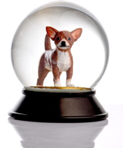 Cam Ve Reçine Altın Patiler Köpek Chihuahua (Kahve) Kar Küresi Hediye