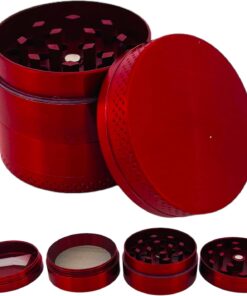 GRINDER Parçalayıcı Metal baharat öğütücü herb spice 4 katmanlı 40MM / 50MM / 63MM (KIMRIZI, 40MM)