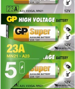 Batteries GP23A Süper Alkalin 23A/MN21/V23GA Boy Pil, 12 Volt, 5'li Kart, Bakır/Beyaz/Yeşil