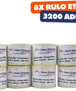 etiketler , hazır al hızlı al Eko Termal Etiket(Sürsajlı) 40mm x 20mm Toplam 3200 Adet 8 Rulo, Ruloda 400 lü Sarılmış 40mm Kuka Çapında Örtücü Kapatma Etiketi Taşınabilir Barkod Yazıcılar ile Uyumlu