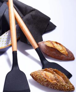 Bambu Saplı Silikon Spatula Siyah 1 Adet