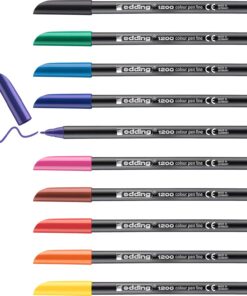 1200 İnce Uçlu Keçeli Kalem - 10 Parlak Renkli Set - Metal Kutu - Yuvarlak Uçlu 1 mm