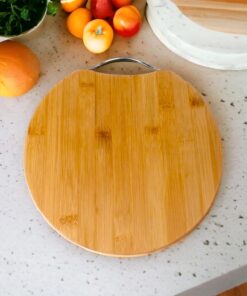 Bambu Kesim Sunum Tahtası Yuvarlak 28 * 28 * 1,5 Cm, Asma Aparatlı Kesme Tahtası, Ahşap Kesme Tahtası.