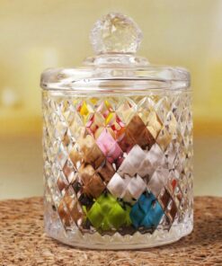Lüx Kristal Büyük Cam Şekerlik & Cam Lokumluk, Kesme Cam Lüx Şekerlik 13cm*7.8cm - 06640