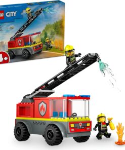 City Merdivenli İtfaiye Kamyonu 60463-4 Yaş ve Üzeri Çocuklar için Yaratıcı Oyuncak Yapım Seti, Doğum Günü Hediyesi (82 Parça)
