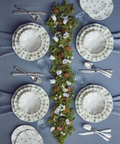 Home Pleasant Porselen 24 Parça 6 Kişilik Yemek Takımı Yeşil-Mavi