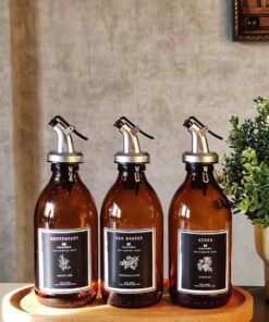 Oval Ahşap Stantlı Amber Zeytinyağı Nar Ekşisi Sirke Şişesi Yağdanlık 3lü Set 300ML SM3Ç-ST