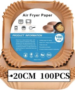 Sıcak hava fritözleri için fırın kağıdı, 100 adet Airfryer pişirme kağıdı, yapışmaz, yağa dayanıklı, suya dayanıklı hava fritözü, tek kullanımlık parşömen kağıdı, fırın ve mikrodalga için