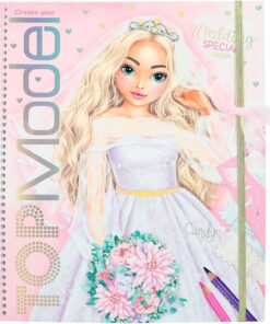 12393 Create your TOPModel Wedding Special - Çıkartma Defteri, 60 Sayfalık Güzel Kıyafetler Tasarlamak için, Çıkartma Sayfası, Şablon ve Kumaş Desen Sayfası Dahil, Orta