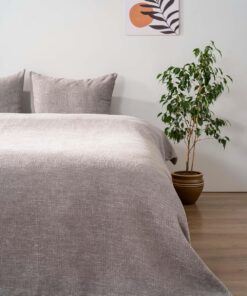Aya Peluş Gri Çift Kişilik Jakarlı Deluxe Uyku Seti 3 Parça Yatak Örtüsü Seti