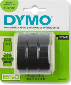 3D Plastik Kabartma Şerit (9 mm x 3 mt), 3'lü Paket, Siyah - S0847730