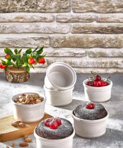 4 Adet Sufle ve Kek Fırın Kabı Kalıbı Isıya Dayanıklı Seramik Muffin Tart Kabı Çerez Tabağı Çok Amaçlı Kullanım Sunum 4 Adet