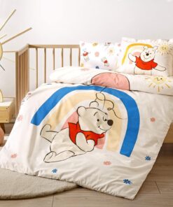 Disney Winnie The Pooh Balloon Karakter Baskılı%100 Pamuk Nevresim Takımı, Çok Renkli, Bebek (Nevresim: 100x150 cm/Çarşaf: 120x180 cm / 2 Adet Yastık Kılıfı: 35x45 cm)
