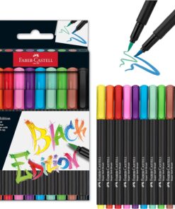 116451 - Black Edition keçeli kalem seti, 10'lu kutu, fırça uçlu, çocuklar ve yetişkinler için