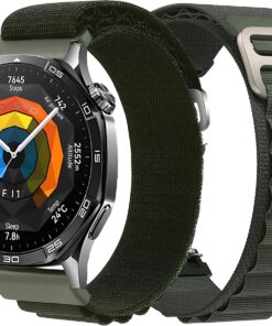 Alpine Loop 22mm Kumaş Kordon Huawei ile Uyumlu Watch GT5/GT5 Pro/GT4/Watch 4 Pro/GT3/GT3 Pro/GT2/GT2 Pro 46mm İçin Terletme Yapmayan Nefes Alabilen Konforlu Spor Tasarımlı Kayış