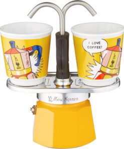 Set Mini Express Ocak Üstü Espresso Pişirici +2 Cups Lichtenstein Serisi, Sarı