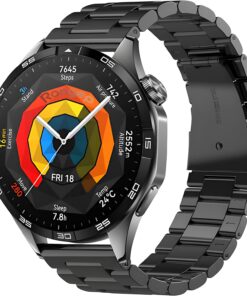 Bakla Model 22mm Çelik Kordon Huawei ile Uyumlu Watch GT5/GT5 Pro/GT4/Watch 4 Pro/GT3/GT3 Pro/GT2/GT2 Pro 46mm İçin Katlanır Toka Mekanizmalı Paslanma Yapmayan Kayış