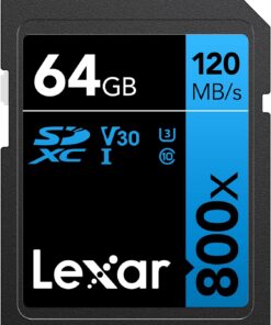 64GB Professional 800x SDXC™ UHS-I cards, up to 120MB/s read 45MB/s write C10 V30 U3