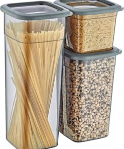 2'Li Set Skali Kare Saklama Kabı Antrasit (2'şer adet 740 ml, 1440 ml, 2350 ml)