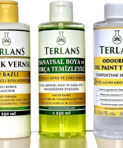 Yağlı Boya Seti Yardımcı Malzemeler Terebentin - Vernik - Boya Temizleyici 3 x 250 ml