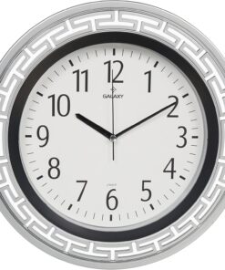 GLX-82-G Dekoratif Kasa Sessiz Akar Mineral Cam Duvar Saati, Beyaz, 35 cm