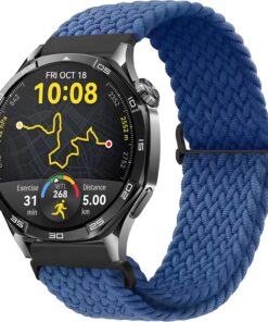 46mm Akıllı Saat Modelleri İçin HUAWEI Watch (GT4/Watch 4 Pro/GT3/GT3 Pro/GT2/GT2 Pro) SAMSUNG Watch (Gear S3 Frontier/Galaxy Watch 46mm) Örgü Solo Loop 22mm Elastik Kumaş Kordon