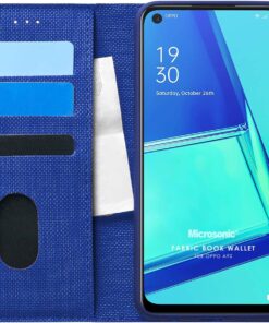 Oppo A92 için Kılıf Fabric Book Wallet Lacivert [A92 ile Uyumlu Kılıf - Lacivert]