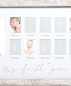 My First Year Fotoğraf Anları Bebek Hatıra Resim Çerçevesi, Bebeğin İlk Yıl Fotoğraf Çerçevesi, Anneler Günü Aksesuarı, Cinsiyetsiz Bebek Kilometre Taşı Kreş Dekoru, Rustik