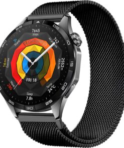 Manyetik Tasarım 22mm Milano Loop Kordon Huawei ile Uyumlu Watch GT5/GT5 Pro/GT4/Watch 4 Pro/GT3/GT3 Pro/GT2/GT2 Pro 46mm İçin Terletmeyen Nefes Alan Hafif Yapılı Metal Hasırlı Kayış