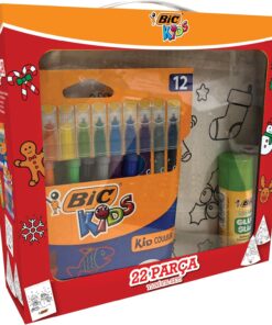 Kids Yeni Yıl Boyama Seti 22 Parça/Keçeli Kalem/Simli Yapıştırıcı/Glue Stick/Boyanabilir Kese/Boyanabilir Yılbaşı Şapkası