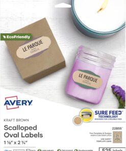 Fisto Oval Etiketler, Lazer ve Mürekkep Püskürtmeli Yazıcılar için, 525 Kraft Kahverengi Etiketler (22855) (Paket Değişebilir)