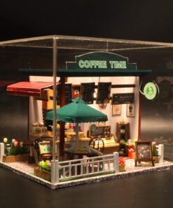 Kafe Yapma Seti – LED Işıklı Ahşap DIY Maket – Açık Alan Kafe Modeli – Kendin Yap Hobi Kit – Şık Hediye Seçeneği