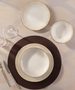 COCO Vıal Altın Yaldızlı 6 Kişilik 24 Parça Yemek Takımı - Gold/Platin