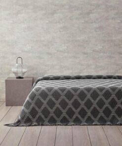 Home Morgan Pamuk Polyester Çift Kişilik Yatak Örtüsü Antrasit
