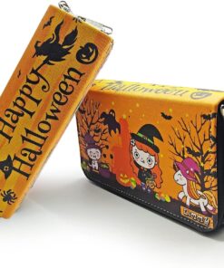 Kalem Kutusu Halloween Sevimli Cadı Kawai Organizer Kalemkutu Vegan Deri Üç Bölmeli Kalemlik