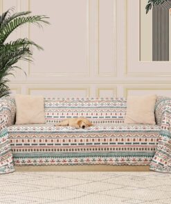 CONCEPT SoftMicro Boho Etnik Desenli Mikrofiber Koltuk Örtüsü ve Şalı, Kaymaz Turkuaz 180x300 cm