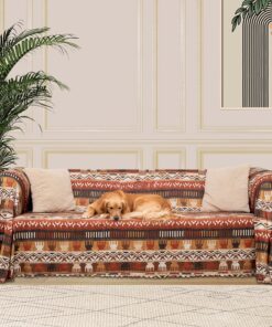 CONCEPT SoftMicro Boho Etnik Desenli Mikrofiber Koltuk Örtüsü ve Şalı, Kaymaz Toprak180x220 cm
