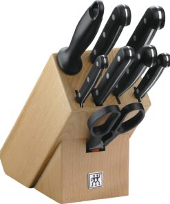 Twin Gourmet Blok Bıçak Seti, Paslanmaz Çelik ve Doğal Ahşap, Siyah