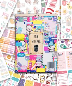Power My DIY Sticker Book 24 * 17 cm 16 Sayfa Özel Tasarım Rengarenk Sticker Kitabı