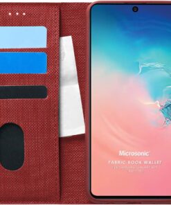 Samsung Galaxy S10 Lite için Kılıf Fabric Book Wallet Kırmızı [Galaxy S10 Lite ile Uyumlu Kılıf - Kırmızı]