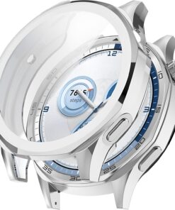 Huawei Watch GT5 46mm için Saati Tam Saran TPU Ekran Koruyuculu Çizilme ve Darbelere Karşı Koruma Sağlayan Dokunmatik Etkilemeyen Silikon Kılıf (Gümüş, GT5 46mm)