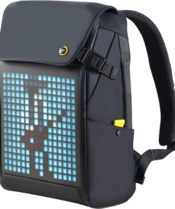 Pixoo Pixoo Pixoo Pixoo Art Laptop Sırt Çantası Erkek 15 inç Su Geçirmez Okul Sırt Çantası Laptop Sırt Çantası Kadın Günlük Çantası 16 x 16 RGB LED Ekranlı Erkek Kadın Okul İş Seyahat, Siyah
