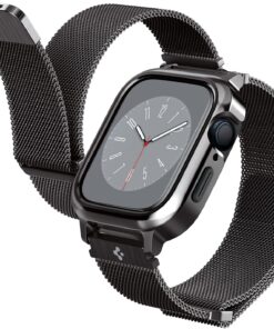 Apple Watch Seri 9/8/7 (45mm) ile Uyumlu Kılıf & Kayış Metal Fit Pro