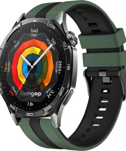 Yumuşak Silikonlu 22mm Kordon Huawei ile Uyumlu Watch GT5/GT5 Pro/GT4/Watch 4 Pro/GT3/GT3 Pro/GT2/GT2 Pro 46mm İçin Yüzeyi Şerit Görünümlü Esnek ve Dayanıklı Kayış