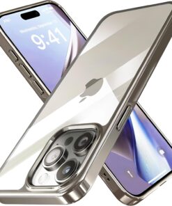 iphone 15 Pro Max için Pure Serisi Natural Titanyum Kılıf Ultra Şeffaf Sert Arka Bölüm ve Darbe Emici Silikon Kenarlar Kusursuz Kalıp ve Hassas Tuşlar (Natural Titanyum, 15 Pro Max)