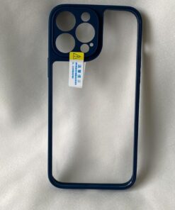 iPhone 14 PRO ile uyumlu Köşeleri Renkli Şeffaf Kamera Çerçeve Korumalı İCE Silikon Telefon Kılıfı,Esnek İnce Geliştirilmiş Dayanıklı Darbe Karşıtı Koruyucu Yeni Nesil Tasarım(LACİVERT RENGİ)
