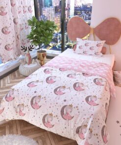 Ay Kız Beyaz Çift Taraflı Çocuk Nevresim Takımı Polycotton