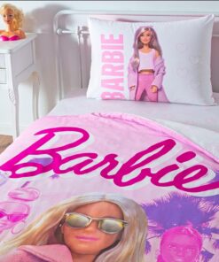 Barbie Pink Power Lisanslı Karakter Baskılı%100 Pamuk Nevresim Takımı, Çok Renkli, Tek Kişilik (Nevresim: 160x220 cm/Lastikli Çarşaf: 100x200 cm / 1 Adet Yastık Kılıfı: 50x70 cm)